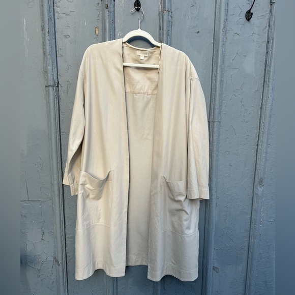 COS Organic Cotton Collarless Coat, Small - Picture 5 of 11